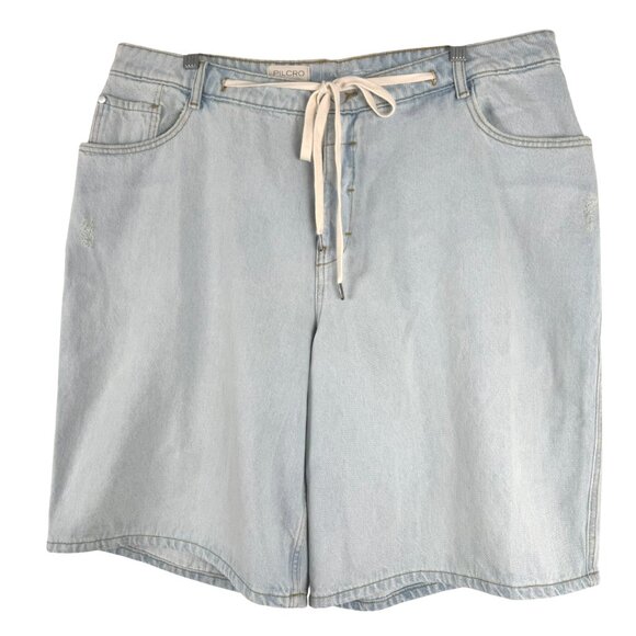 Pilcro Anthropologie Bermuda Denim Shorts 18W Blue Drawstring NWT SS-2066 - Picture 3 of 16